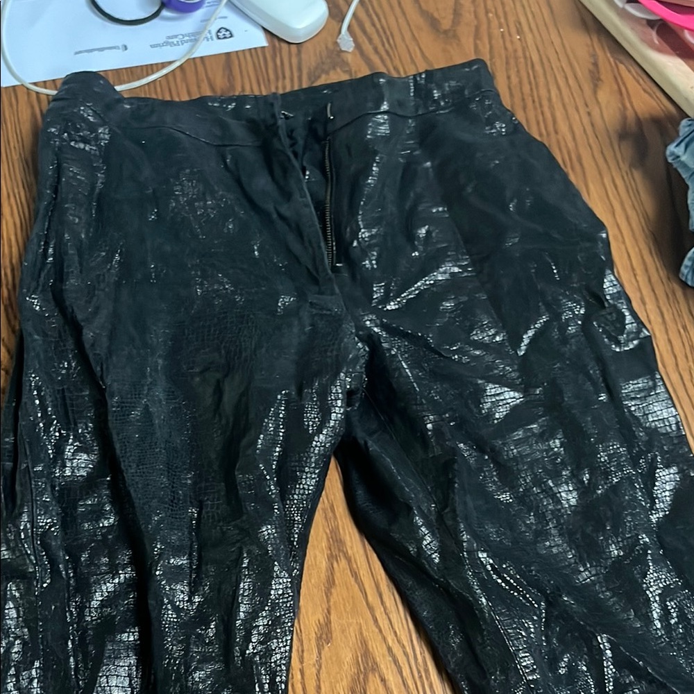 INC International Concepts Textured Black Leather Pants